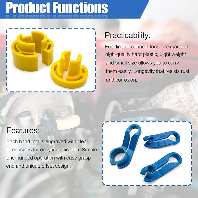16PCS Car AC Fuel Line Disconnect Removal Tool Set with Storage Box, Valve Core Remover Tool Kit for 1/4 5/16 3/8 1/2 5/8 3/4 7/8 Inch Master Quick Disconnect Tool Kit for Auto Repair Tools