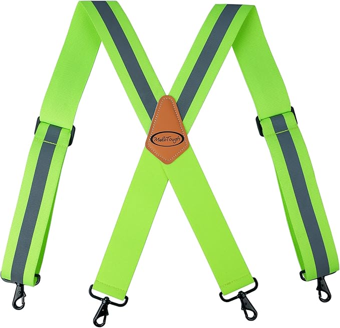 MELOTOUGH Reflective Safety Suspenders|Work Suspenders with Hi Viz Reflective Strip Hold Up Tool Belt Suspenders
