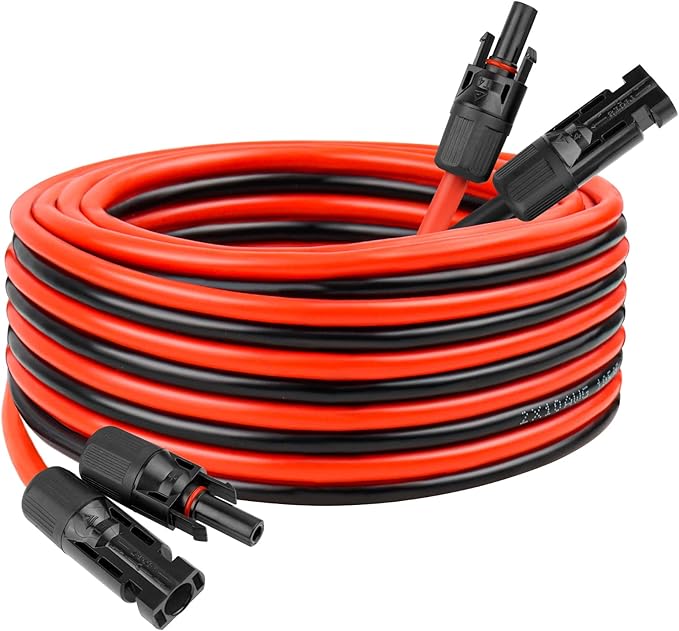 10 AWG Solar Extension Cable 10FT, Flexible Solar Panel Wire with Male to Female Connector Parallel Tinned Copper Wire for Solar Panel, Automotive, RV, Boat, Outdoors