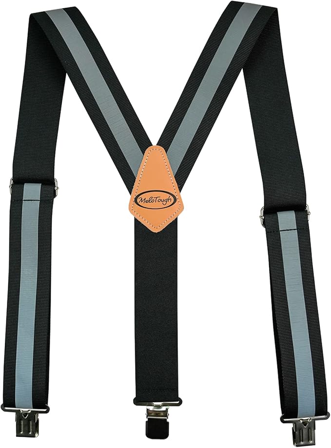 MELOTOUGH Reflective Safety Suspenders|Work Suspenders with Hi Viz Reflective Strip Hold Up Tool Belt Suspenders