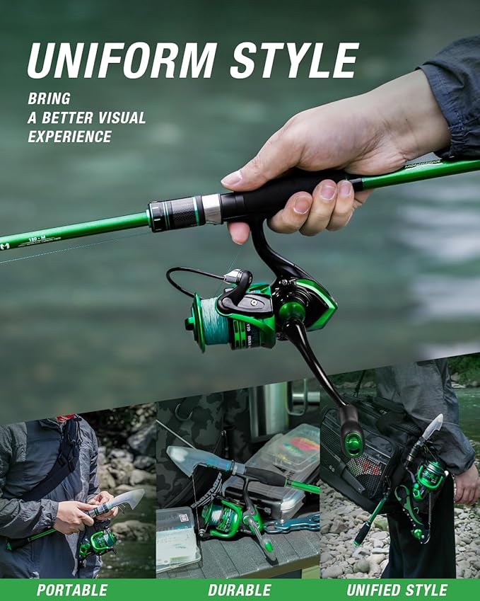 Ghosthorn Fishing Rod and Reel Combo Graphite Telescoping Fishing Pole Portable Travel Kit with Carrier Bag for Freshwater Saltwater
