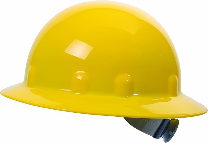 Fibre-Metal by Honeywell SuperEight Thermoplastic Full Brim Hard Hat with 8-Point Ratchet Suspension, Yellow, Model: E1RW02A000