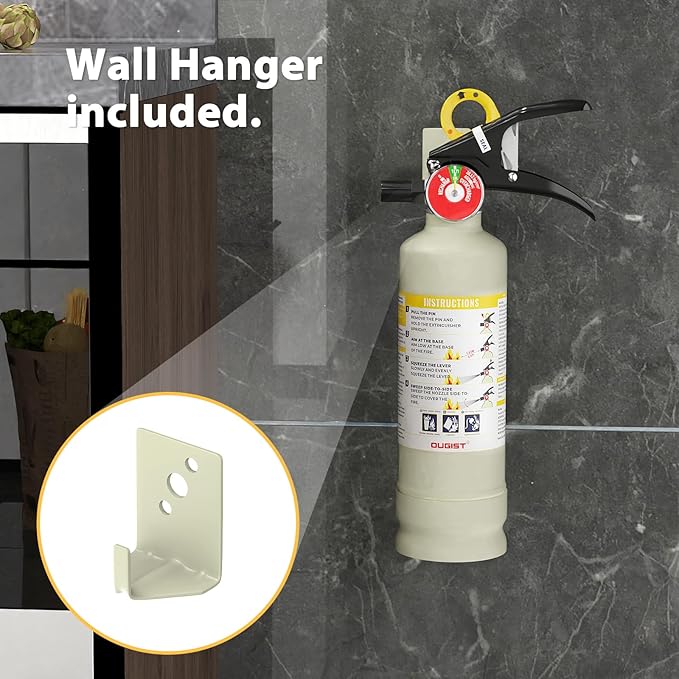 Ougist ABC Dry Powder Fire Extinguisher, 2.5lb – 1-A:10-B：C Rated for Home, Office & Vehicle, Quick Release, Easy-Grip Handle, Ideal for Electrical & Grease Fires, Car Extinguisher, Model FF1KG