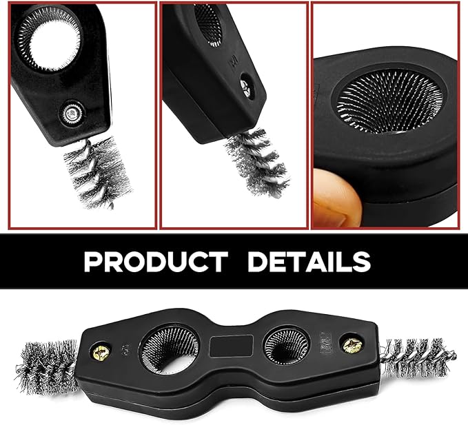 4 in 1 Car Battery Terminal Cleaning Brush, Anti-Rust Auto Battery Cleaner Brush Tool, Universal for Automotive and Marine for Plumbing Installation Soldering Brazing, Car Accessories (Black)
