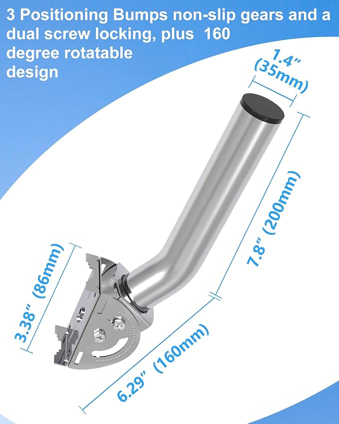 430 Stainless Steel Wireless Bridge Mount, 2-Pack 11 in Dual Screw Locking J Pole Mounting Bracket for Wall or Pole, 160° Angle Adjustable, 1.38 in OD, for CPE, Access Point or Weather Station