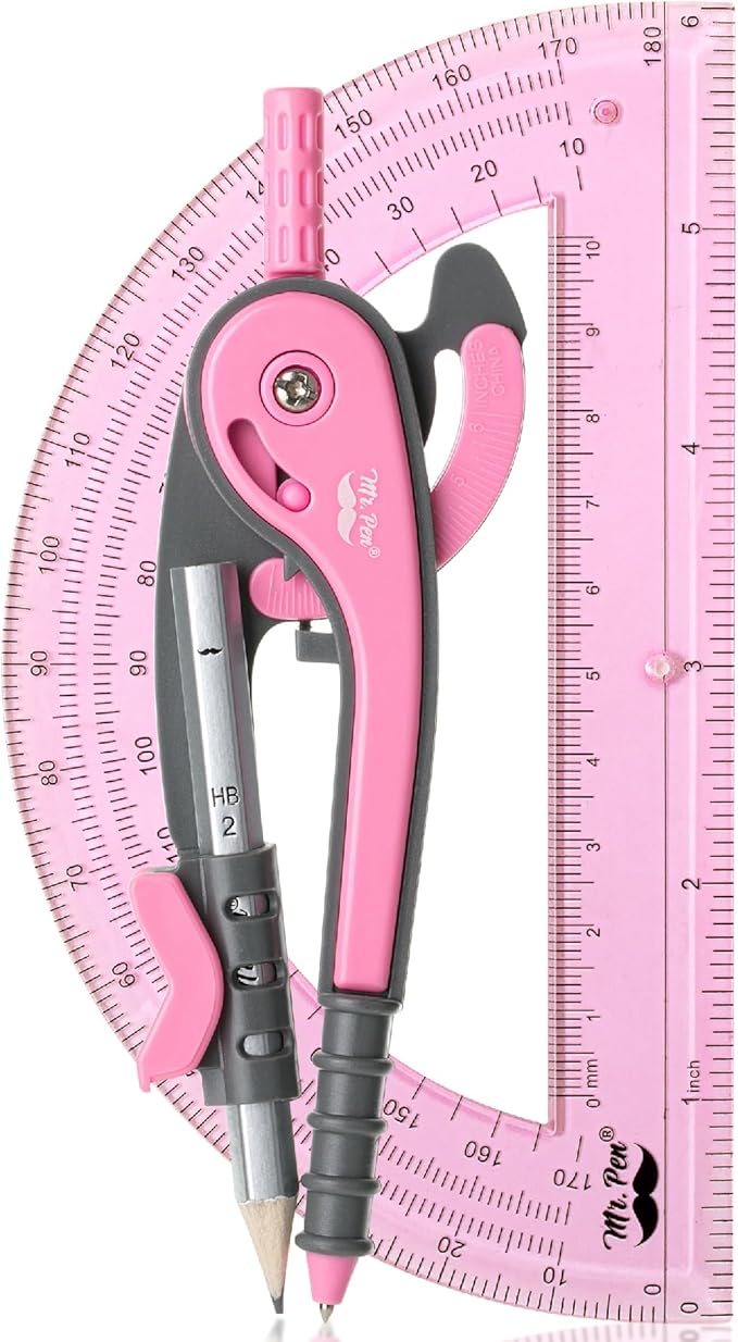 Mr. Pen- Compass and Protractor Set, Math Compass for Geometry and Drawing