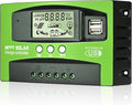 100A MPPT Solar Charge Controller 12v/24v Current Auto Focus MPPT Tracking Charge with LCD Display Dual USB Solar Regulator Charge Controller Multiple Load Control Modes