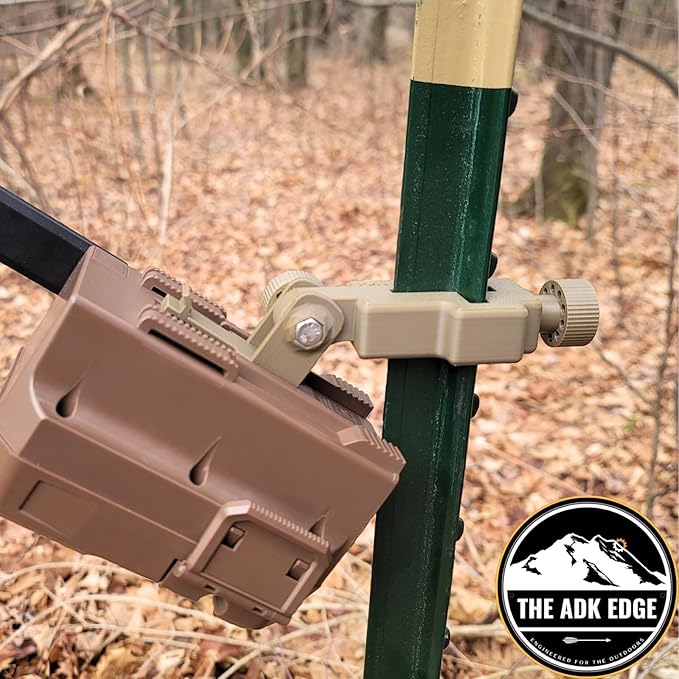 The ADK Edge T-Post Trail Camera Mount V2 Compatible with Moultrie Edge / 2/3 / Solar – Custom Designed, Tool-Less, Tilt, Adjustable, Versatile, Durable, Trail Camera Mounting Bracket
