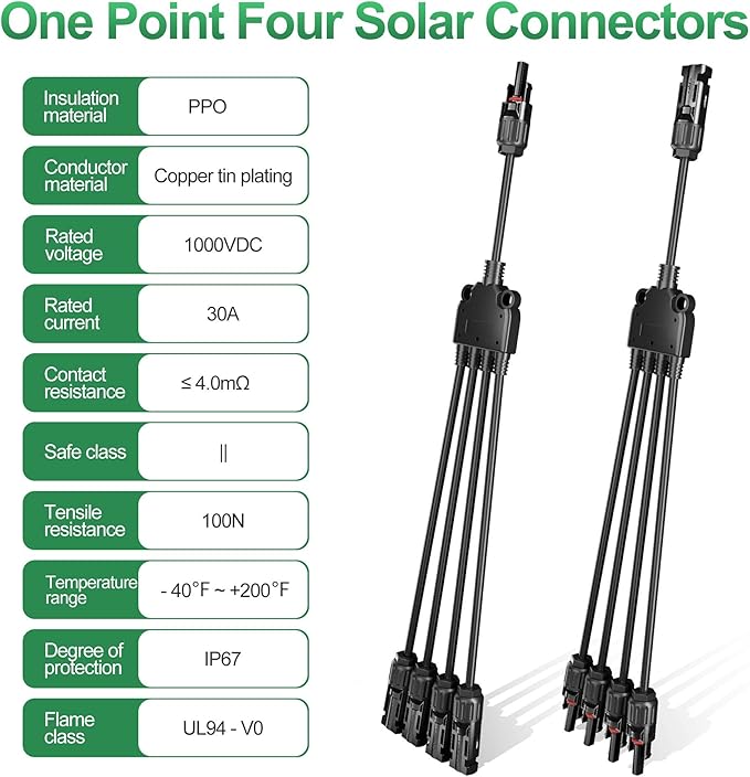 OYMSAE Solar Y Branch Connectors Parallel Connectors 1 to 4 Solar Cable Adapter Tool Kit (M/FFFF, F/MMMM)