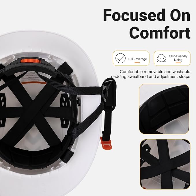 Full Brim Hard Hat Construction OSHA Approved Vented Hard Hat Cascos De Construccion Adjustable Cool Vent Work Safety Helmet for Men and Women
