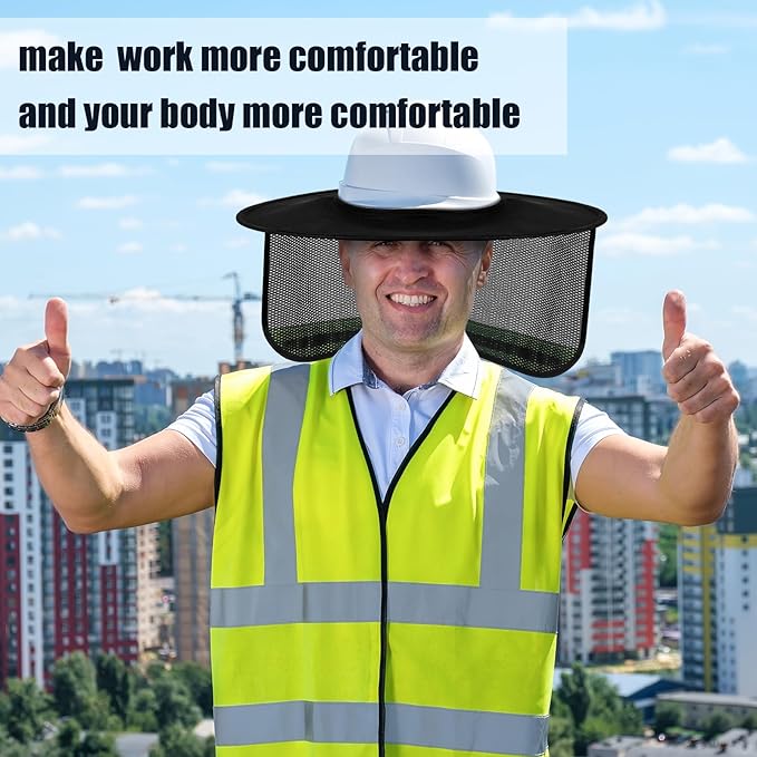 Jspupifip 20 Pack Hard Hat Sun Shade Full Brim Sun Shield High Visibility Visor with Reflective Strip for Hard Hat Accessories Construction Sites