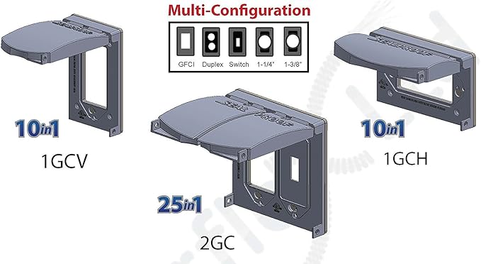Sealproof 1-Gang Vertical Weatherproof Outdoor Metal Flat Outlet Cover, Single Gang Electrical Power Receptacle Protector, UL Listed, 4-in1, Bronze