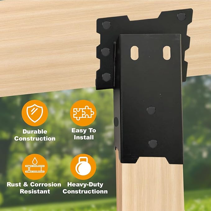 4x4 Outdoor Multi-Use Angle Brackets,Platform Bracket for Hunting Blinds, Shooting Shacks, Outdoor Platforms,Deer Stands,Set of 4 Black