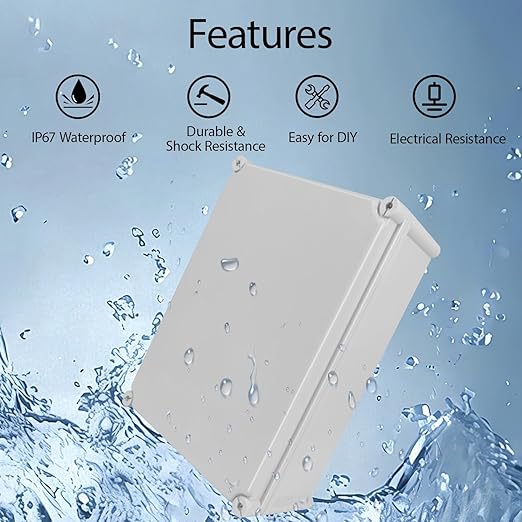 Junction Box，11"x 11"x 5.1" Outdoor Electrical Box with Mounting Plate, IP67 Dustproof Waterproof ABS Plastic Project Box, DIY Electrical Enclosure Gray (280x 280x 130 mm)