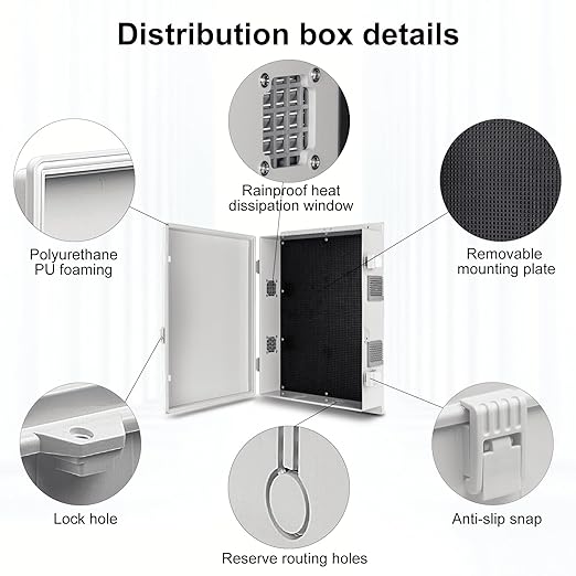 Outdoor Electrical Junction Box, ABS Water Resistant Enclosure with Internal Mounting Panel & Hinged Cover (18.1" H* 12.6" L* 4.3" W)
