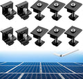 Anbte 10 PCS Solar Panels Brackets 30mm, Aluminium 6 x T-Shaped Mid Clamps + 4 x End Clamps, Solar Panel Mounting Brackets for Metal, Tin, Flat, Sheet Roofs, RV, Black