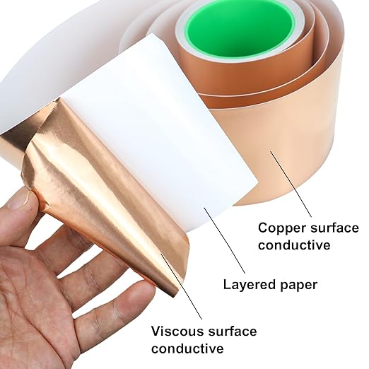 BOMEI PACK Copper Tape 6inch x 66ft with Conductive Adhesive for Guitars and Shielding, Slugs,Stained Glass, Electrical Repairs, Grounding,1 Pack