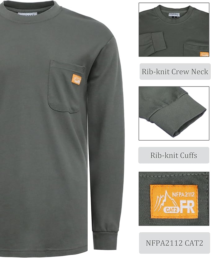 Titicaca FR Shirts Flame Resistant T Shirts 100% Cotton Men's Pre-Washed Fire Retardant T-Shirts
