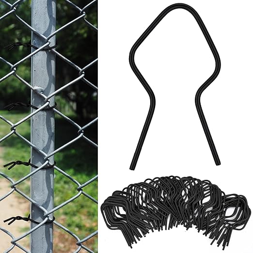 Hicarer 100 Pcs T Post Clips Metal Wire Fence Clips Galvanized Steel Tie Ez Twist Preformed Fencing Clip 11 Gauge Fence Ties for T-Posts/u-Posts (Black)