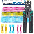 smseace 100PCS Heat Shrink Butt Connector with Crimping Tool 22-10AWG Waterproof Electrical Wire Crimp Connectors for Automotive Boat Stereo Industrial Equipment