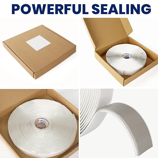ADHES Premium Butyl Sealant Tape 3/4" x 30 'x 1/8", 5 Rolls White Butyl Rubber Sealant Tape for RVs, Vehicles, Marine and Home Repair – Ideal for Headlights, Windows, Doors, and Windshields