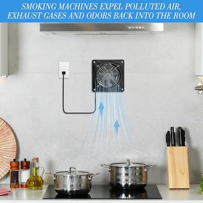6 Inch Exhaust Fan 308 CFM Kitchen Ceiling Exhaust Fan with Switch Small Bathroom Potable Plug in Garage Damper for Window Shop, Smoking Room, Industrial Ventilation Use, Black