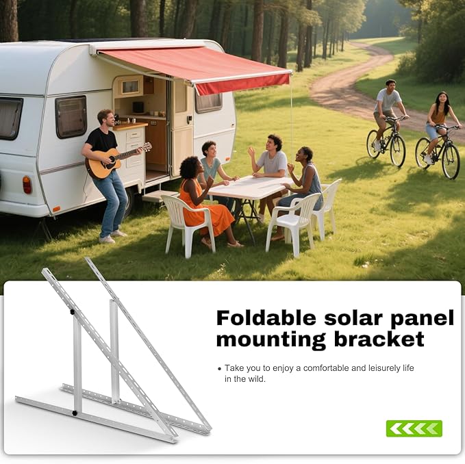 2 Pack 45inch Adjustable Solar Panel Tilt Mount Brackets with Foldable Tilt Legs for 45" Panels | 2400Pa Windproof Adjustable Brackets Kit for RV/Roof/Ground Fits EcoFlow/Jackery/Bouge RV