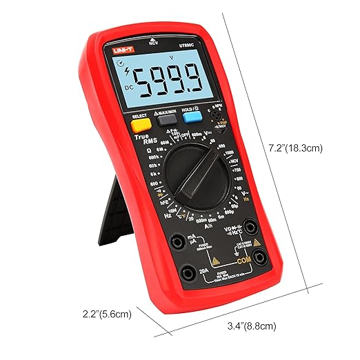 UNI-T Multimeter Kit UT890C True RMS 6000Counts Volt Meter Ohmmeter, Ac Dc Voltage Current Amp Capacitance Meter Temperature hFE Diode Continuity Test NCV for Automotive HVAC