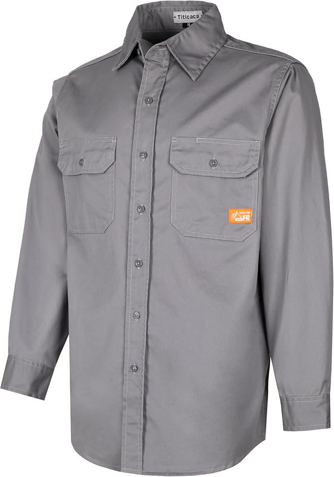 Titicaca FR Shirts for Men 6.5oz Lightweight Flame Resistant Button Down Work Shirt Fire Retardant Welding Shirt