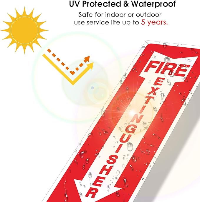 (12 Pack) Fire Extinguisher Sign, Safety Sticker Signs, 4x12 Inches, 6 Mil Vinyl Self Adhesive Durable Decal Stickers, Long Lasting, Weatherproof and UV Protected, Ideal for Home, Office or Boat