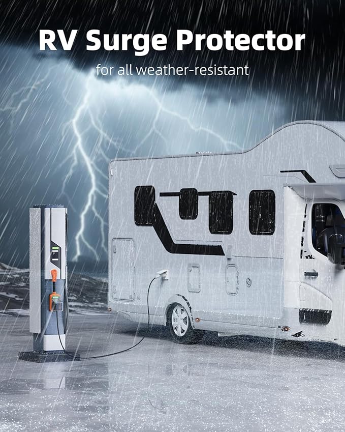 RV Surge Protector 50 Amp, 16000J Surge Protection RV Circuit Analyzer, 2025 Upgraded Voltage Protection RV Electrical with Waterproof Cover, RV Plug Adapter for Camping, Travel Trailers