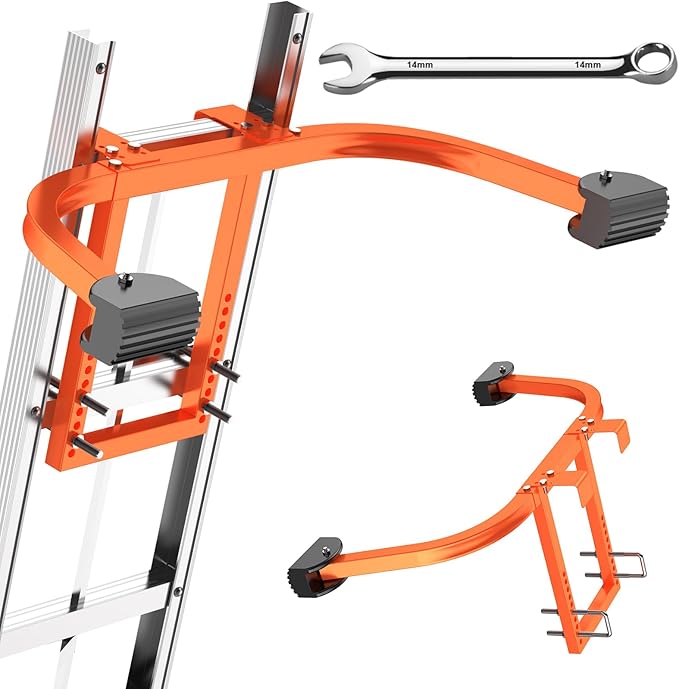 Ladder Stabilizer, [Heavy Duty] Ladder Stabilizer Accessory with Wing Span/Wall Extension - Secure and Stable Ladder Standoff Arms for Roof Gutters with Non-Slip Rubber Bottom pad