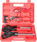 iCrimp Angle Head F1807 PEX Pipe Crimping Tool for Copper Rings - 1/2&3/4-inch Two Crimper Set with 9.5" Groove Joint Pliers, PPR Cutter, 20PCS 1/2" and 10PCS 3/4" Copper Rings
