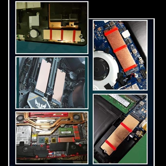 Easycargo Laptop M.2 Heatsink Kit, Copper m.2 Heat Sink + Thermal pad 1mm 0.5mm for Cooling Laptop M.2 2280 SSD (1-Pack)