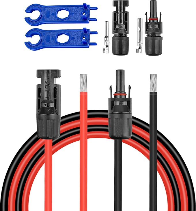 30 FT 10AWG Solar Panel Extension Cable,10 Gauge Extension Cord,5FT 10FT 20FT 30FT 50FT 100FT Solar Panel Wire with Extra Fair of Female and Male Connectors Solar Adapter for RV, Photovoltaic Systems