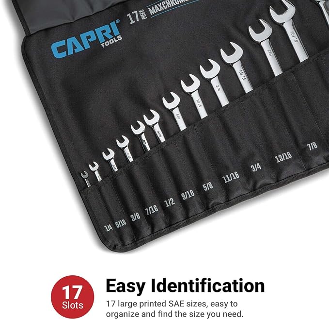 Capri Tools Wrench Roll Up Pouch Standard Pockets