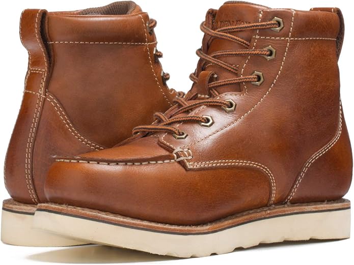 Golden Fox Work Boots 6" Men's Moc Toe Wedge Comfortable Boot for Construction