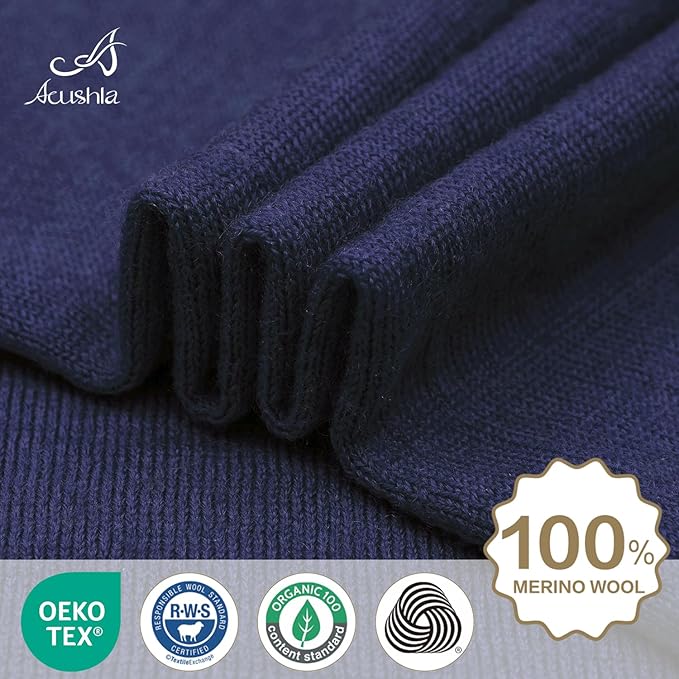 ACUSHLA 100% Merino Wool Neck Gaiter for Men & Women Ski Face Mask Winter Scarf Neck Warmer All Weather, Midweight Maple Leaf