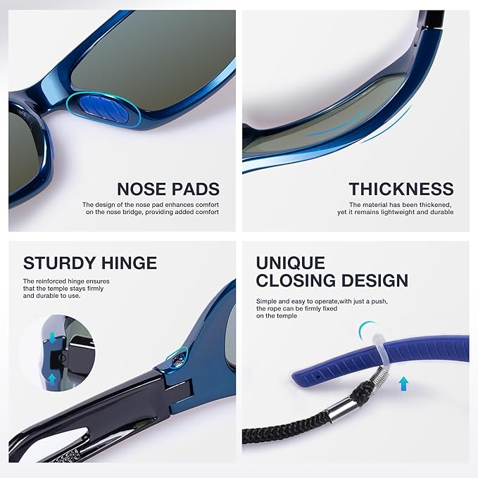 RIVBOS Polarized Sports Sunglasses Driving Sun Glasses Shades for Men Women Tr90 Frame for Cycling Fishing Running RB831