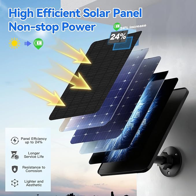 Solar Panel for Blink Camera Outdoor, 6W Solar Panel with Battery Compatible with Blink Outdoor 3 & 4 XT XT2 Camera, Solar Charger for Blink Camera with Rubber Plug,13.1ft Cable, IP65 Waterproof
