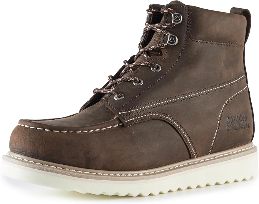 Golden Retriever Work Boots for men Waterproof Comfortable 6" Full Grain Tumbled Leather Welt Slip and Oil-Resistant STEEL/SOFT Toe Construction Boots G6192D_G6158ST_G6282D_G6258ST