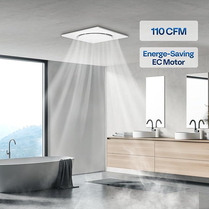 VIVOHOME AutoFlow Bathroom Exhaust Fan with Humidity Sensor 110CFM - Energy-Saving EC Motor,10.2-inch Ceiling Retrofit Bath Fan, No Attic Access Needed(Install Kit, 4-in Duct Included)