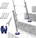 Blue Ladder Levelers for Type II,I and IA Extension Ladders up to 32’,with Anti-Slip Threaded and Adjustable Extension Ladder Legs for Stairs and All Surfaces - Pair (Standard Version （20"）)