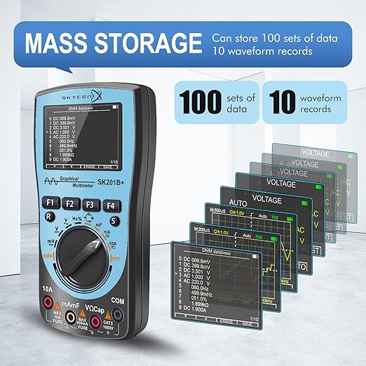 SK201B+ Intelligent Graphical Digital Oscilloscope Multimeter 2 in 1 with 2.4 Inches Color Screen 1MHz Bandwidth 2.5Msps Sampling Rate for DIY and Electronic Test