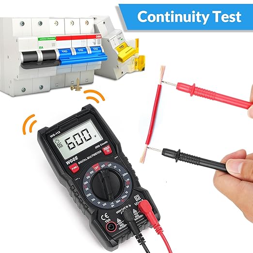 WGGE Digital Multimeter with Case, DC AC Voltmeter, Ohm Volt Amp Test Meter and Continuity Test Diode Voltage Tester for Household Outlet, Automotive Battery Test (Anti-Burn with Double Fuses)