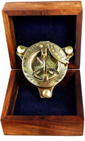 3" Brass Sundial Compass West London with Wooden Box Rustic Vintage Home Decor Gifts