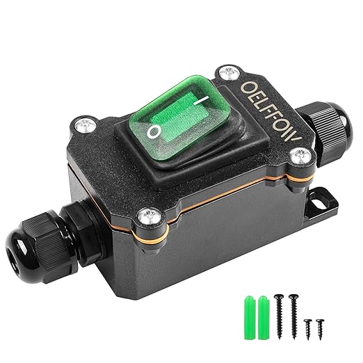 Waterproof On Off Toggle Switch Double Outlet with Green Light Rocker Button Inline Cord Switch DPST AC/DC 20A-125V,16A-250V,30A-24V,35A-12V, IP66