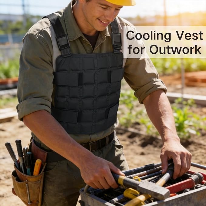 Ice Cooling Vest Neck Cooler for Hot Weather, Reusable Ice Pack Vest with Adjustable Straps, Cold Ice Jacket for Men & Women