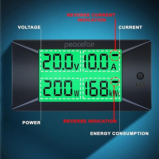 DC Battery Monitor Meter,0-100V,0-100A, Widely Applied to 12V/24V/48V RV/Car Battery, LCD Display, Digital Current Voltage Solar Power Meter (Upgrade Meter(Built-in 100A Shunt))