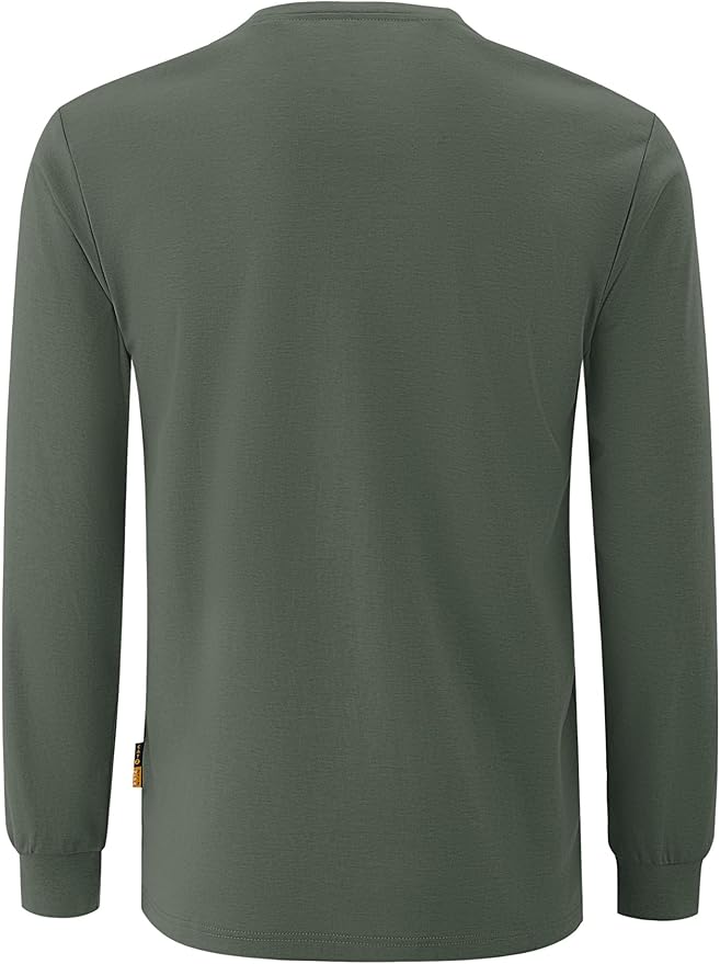 WORKWEYA Men's FR Shirts 6.5oz Lightweight Long Sleeve Flame Resistant T-Shirt NFPA 2112/CAT2